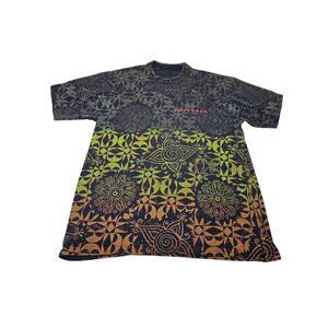 Vintage GOTCHA AOP All Over Print T-Shirt Mandala Surf Beach Skate Size XL Black